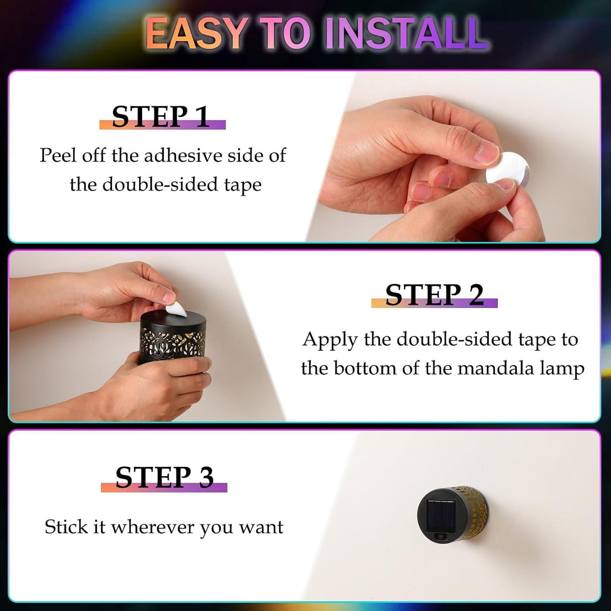 Solar Mandala Wall Light Outdoor 7-Color Changing Projection Lamp (1 PC) - CL-SU-11108