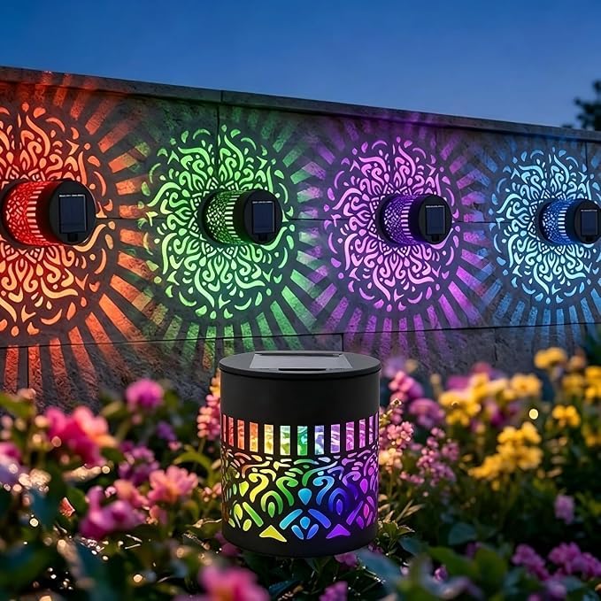 Solar Mandala Wall Light Outdoor 7-Color Changing Projection Lamp (1 PC) - CL-SU-11108