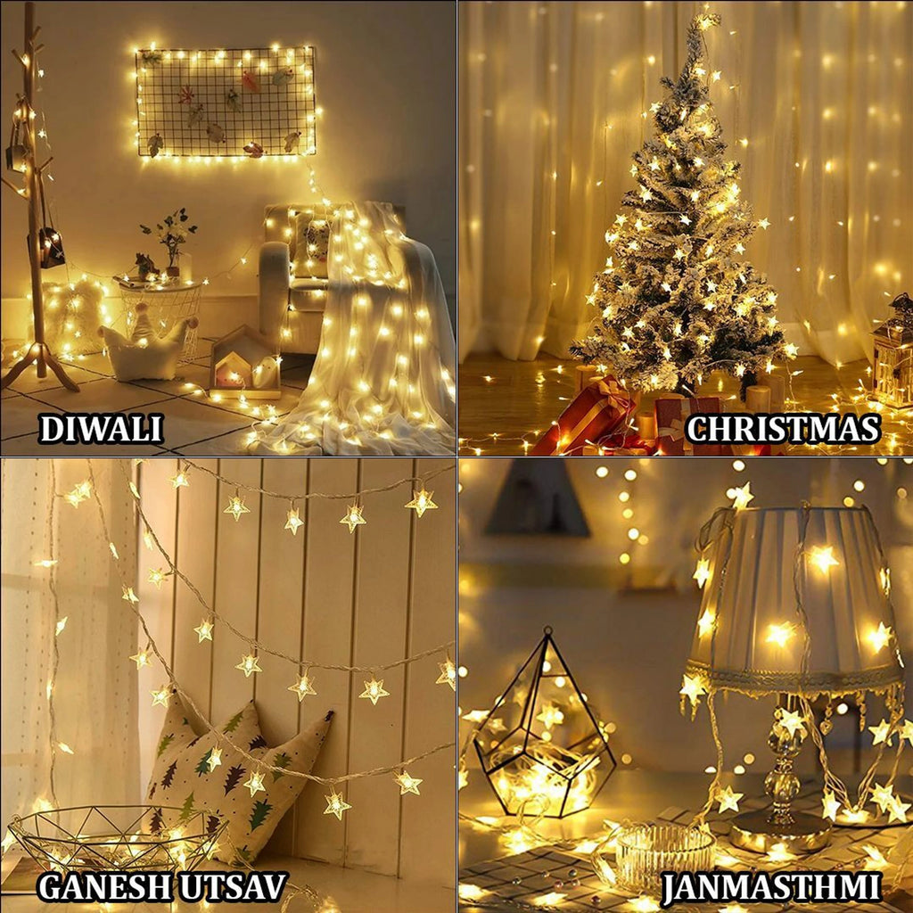 Star Fairy String Lights 2.5M Warm White Copper Wire 12 LED for Home Decor