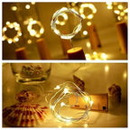 Battery Powered Wine Bottle Cork Copper Fairy String Lights, 20 LED, Pack of 2