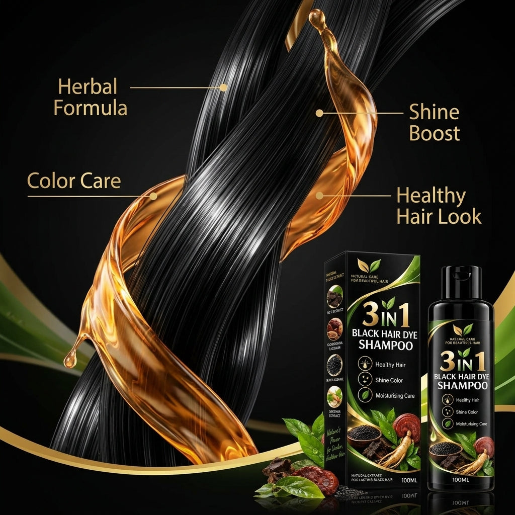 3 In 1 Black Hair Dye Shampoo (BUY 1 GET 1 FREE)